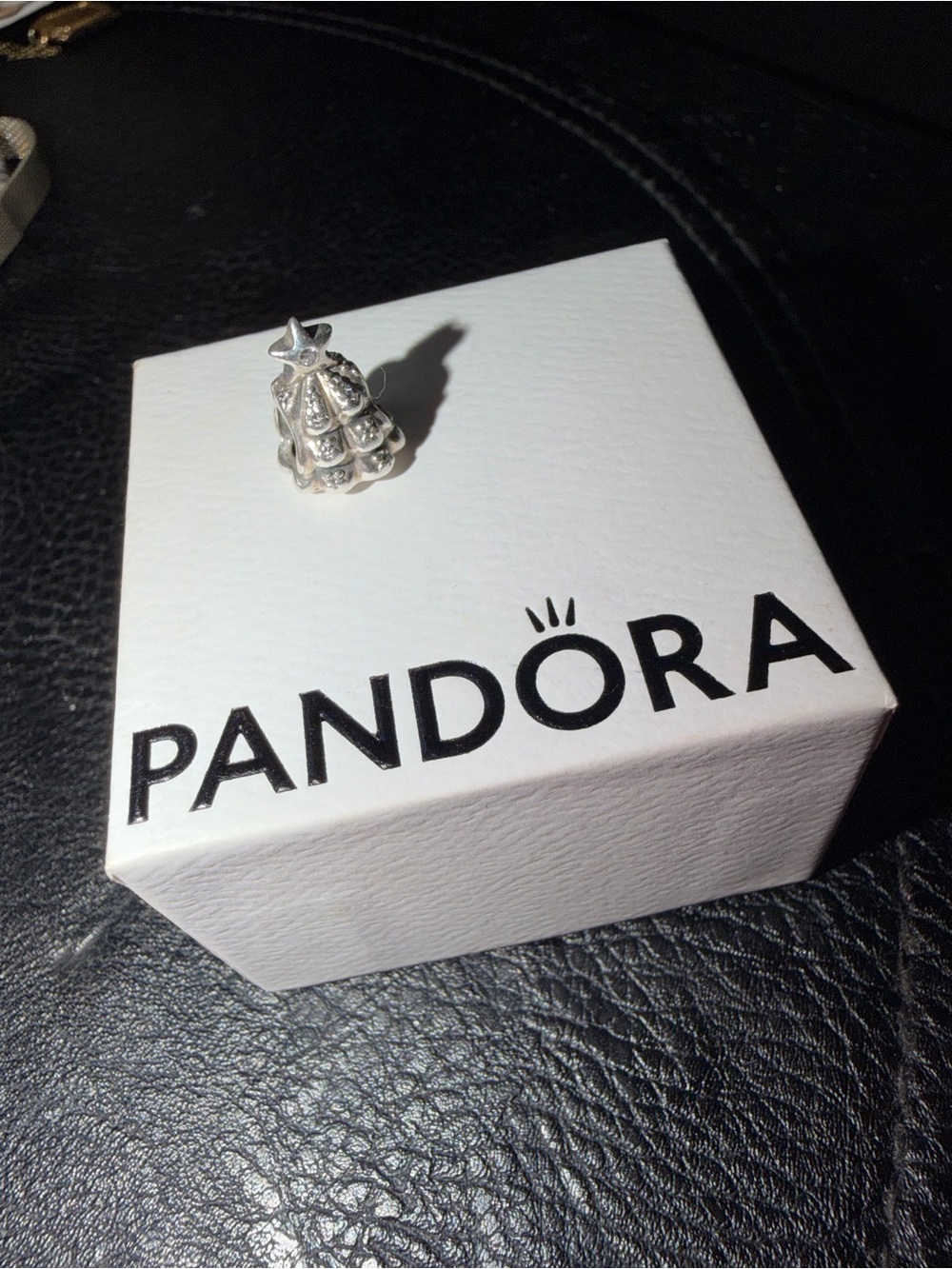 Pandora Silver Christmas Tree Charm with Clear Accents